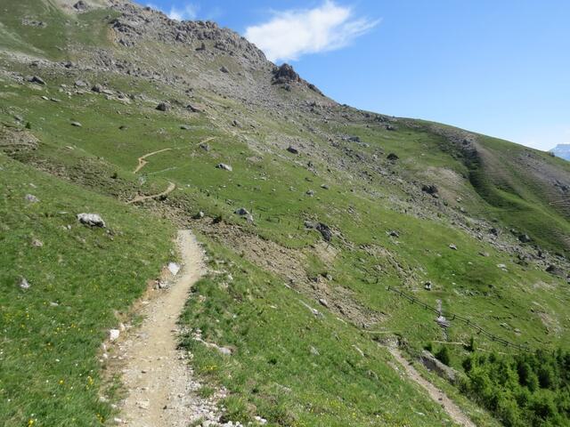 über die Alpweiden von Munt da la Bes-cha geht es über diesen Panoramaweg weiter