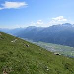 Blick über Samedan ins Oberengadin