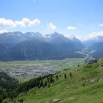 Blick in die Ebene nach Samedan und ins Val Bernina. Segantini liebte diese Gegend