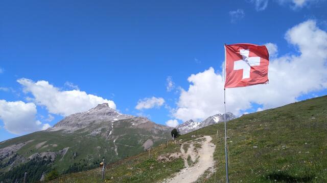 wir geniessen nicht nur das Essen, sondern auch die Aussicht auf den Piz Padella...