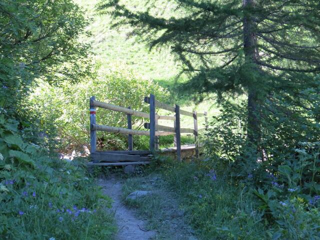 ...bis wir über eine kleine Brücke den Bach überqueren