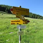 bei der Weggabelung 1955 m.ü.M. könnte man nach Madulain absteigen...