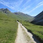 der Weg ist nun flach und führt uns zur Wegkreuzung Plaun Grand auf 2172 m.ü.M.
