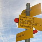 der links abzweigende Weg der zum Piz Languard (den wir auch schon besucht haben) führt, lassen wir unbeachtet...