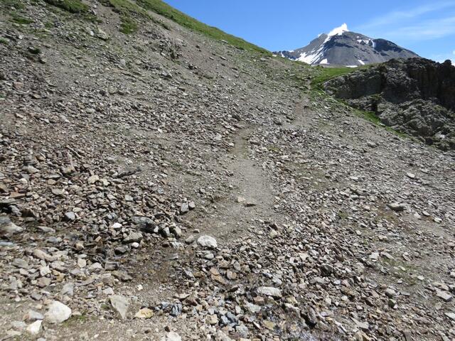 ...wieder taleinwärts und zieht nun wesentlich flacher unter dem...