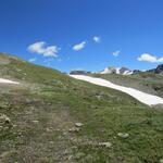 kurz vor der Fuorcla Chamuera müssen wir ein Altschneefeld überqueren