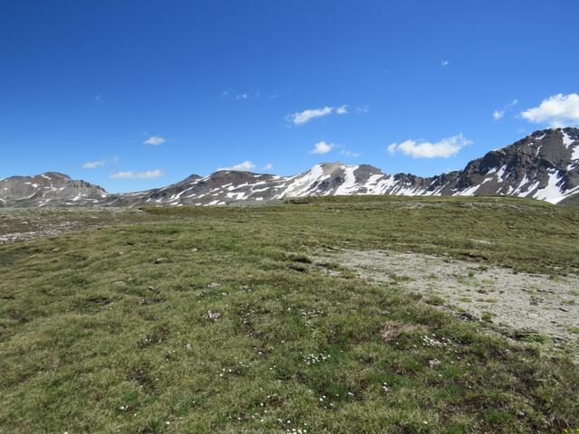 schliesslich erreichen wir schweissgebadet die Fuorcla Chamuera 2790 m.ü.M., über die der Wind pfeift