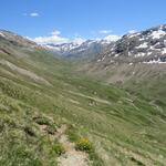 Blick in das Talende des Val da Fain und gleichzeitig die Schweiz-Italienische Grenze