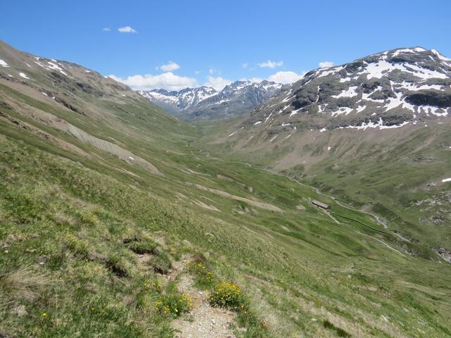 Blick in das Talende des Val da Fain und gleichzeitig die Schweiz-Italienische Grenze