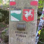 die Grenze zwischen der Emilia-Romagna und der Toscana