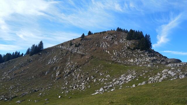 rechts von uns der Gulme. Dort oben waren wir schon mit den Schneeschuhen