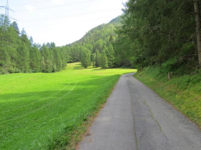 der Wanderweg führt bei Surpunt 1422 m.ü.M. noch auf gleichbleibender Höhe