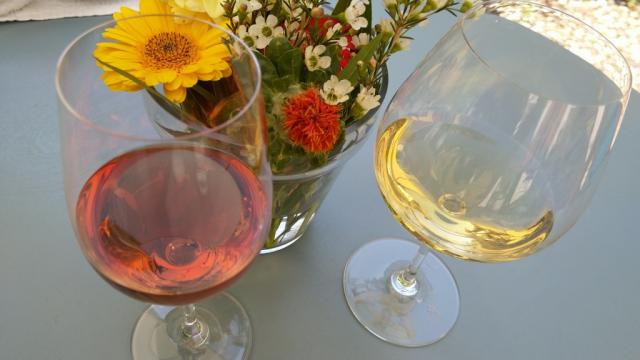 ...und geniessen je ein Glas vom Lageder Weingut. Sehr gut. Leider haben wir in den Rucksäcken kein Platz