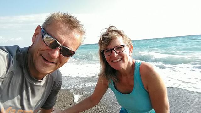 Erinnerungsfoto aufgenommen beim Strand von Bordighera