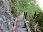 steil und über Holztreppen führt der Weg in die Bachrunse