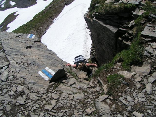 wir müssen zurück, Rossstock Lücke mit zuviel Altschnee versperrt