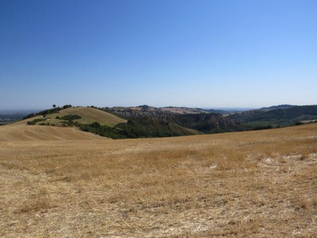 wir Blicken auf die die Ebene der Emilia-Romagna, die wir über die Via Romea durchquert haben