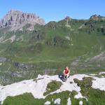 Mäusi, im Hintergrund die Klausenpass Strasse mit Schächentaler Windgällen