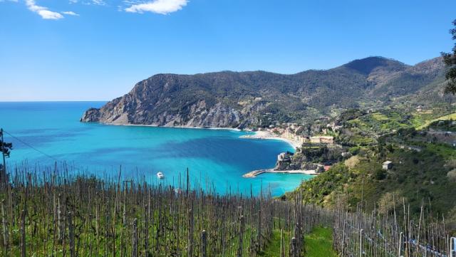 wir blicken zurück nach Monterosso al Mare und gut ersichtlich die Landzunge Punta Mesco