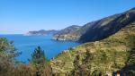 das Panorama ist wunderschön. Die Küste der Cinque Terre. Die Sicht reicht bis zur Landzunge Punta Mesco