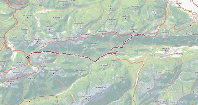 15 km - 910m Aufstieg - 650m Abstieg - max. Höhe 1602 m.ü.M. - min. Höhe 935 m.ü.M. - 5 1/4 Std.