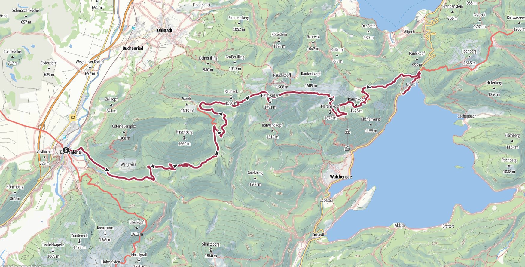 25 km - 1290m Aufstieg - 1123m Abstieg - max. Höhe 1789 m.ü.M. - min. Höhe 638 m.ü.M. - 7 1/4 Std.