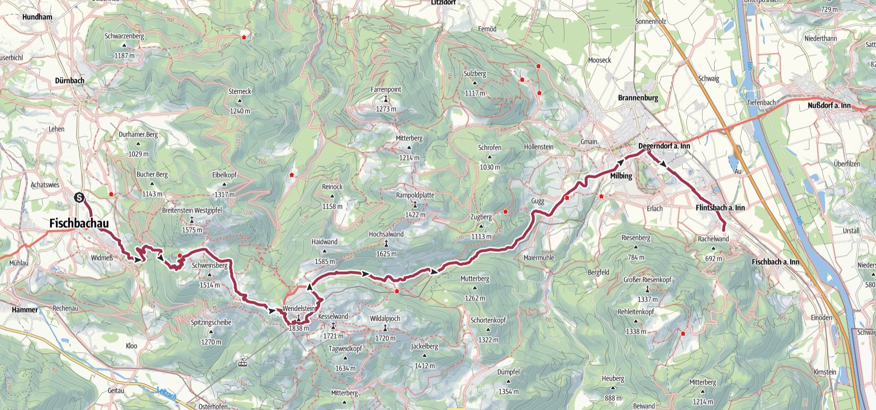 22 km - 1006m Aufstieg - 1313m Abstieg - max. Höhe 1731 m.ü.M. - min. Höhe 471 m.ü.M. - 7 Std.