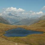 Blick vom Maighels Pass Richtung Unteralp Tal, Links Dammagletscher