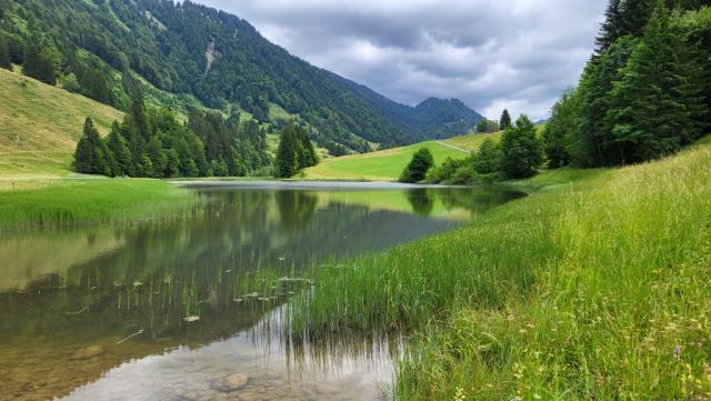 am hübsch gelegenen Lecknersee, ein beliebtes Ausflusgsziel, entlang...