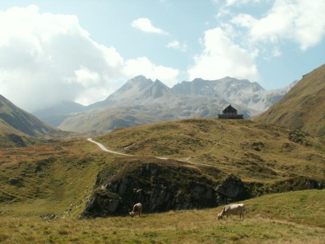 Vermigelhütte im Hintergrund Pizzo Giübin