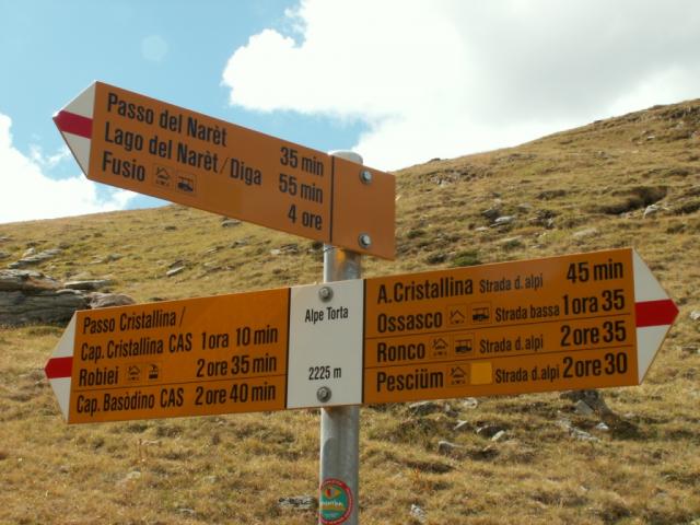 Wandertafel auf der Alpe Torta