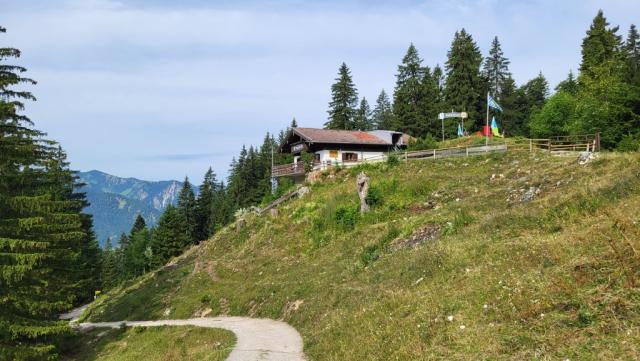 der Weg der vorwiegend durch den Wald führte, erreicht offenes Gelände, und zeitgleich die Kesselalm