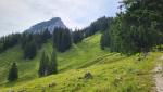 auf der der Durhamer-Alm mit Blick zum Wendelstein. Auch heute begleitet uns der E4