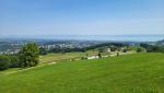 wir treten aus dem Wald heraus und bestaunen die sehr schöne Aussicht auf den Bodensee