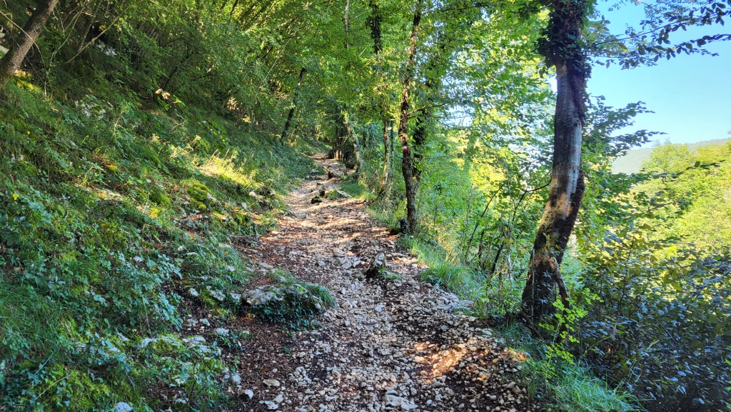 über diese Brücke überqueren wir den Aniene und steigen danach rasch durch den Wald bergauf