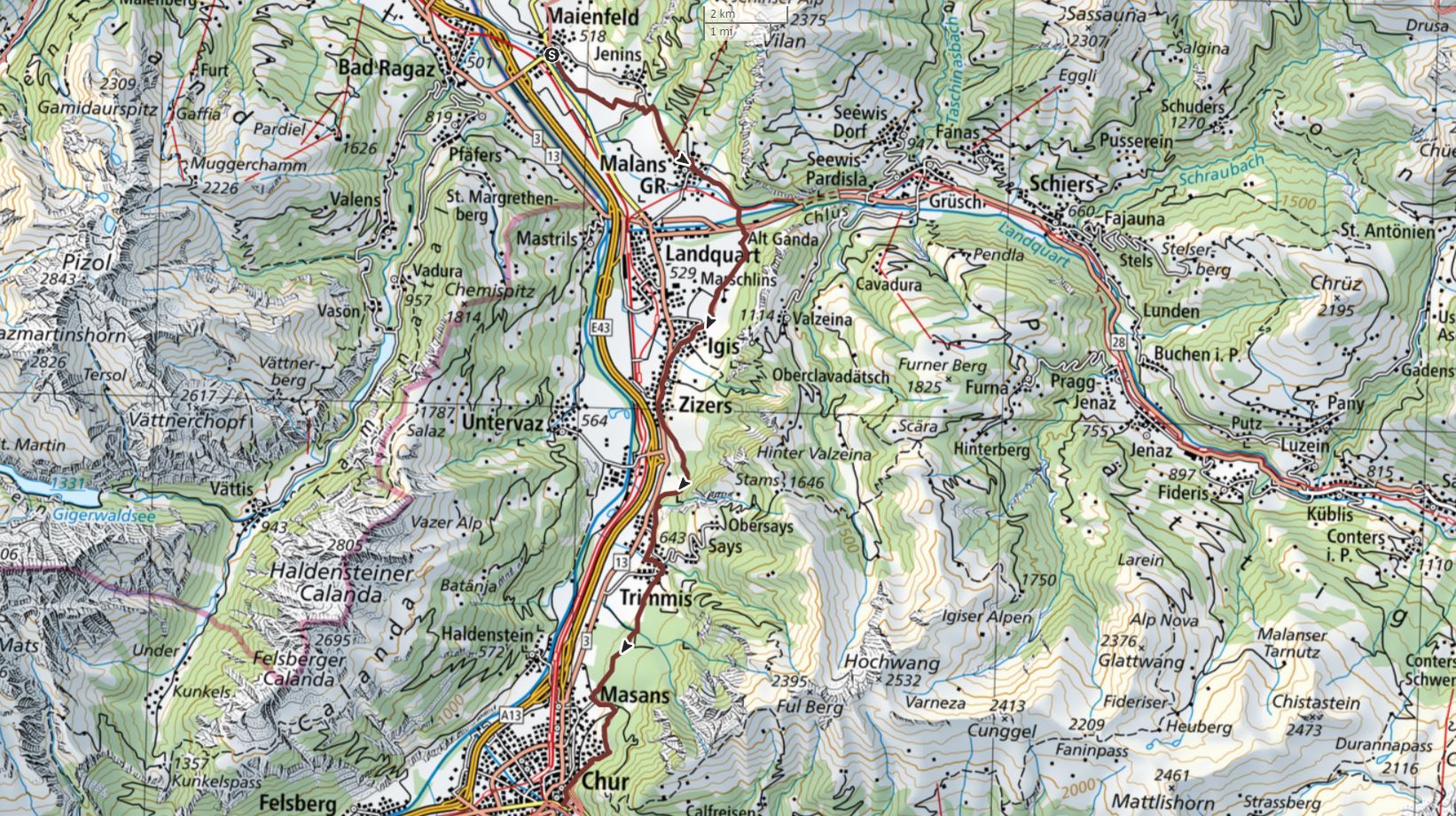 25 km - 480m Aufstieg - 380m Abstieg - max. Höhe 753 m.ü.M. - min. Höhe 514 m.ü.M. - 6 Std.