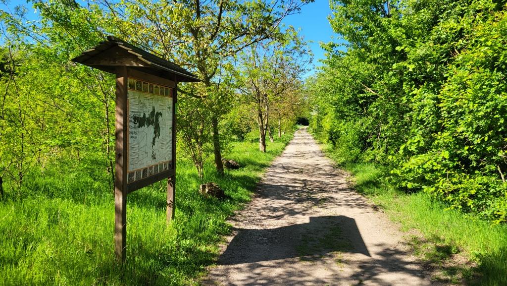 Infotafeln  erklären die Flora und Fauna des Gebiets