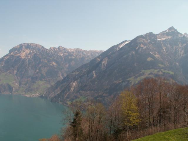 links oben Fronalpstock, unten Sisikon, Rechts oben der Rophaien