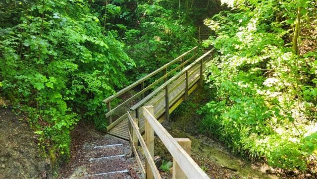 über eine Holzbrücke überqueren wir den Chesselbach