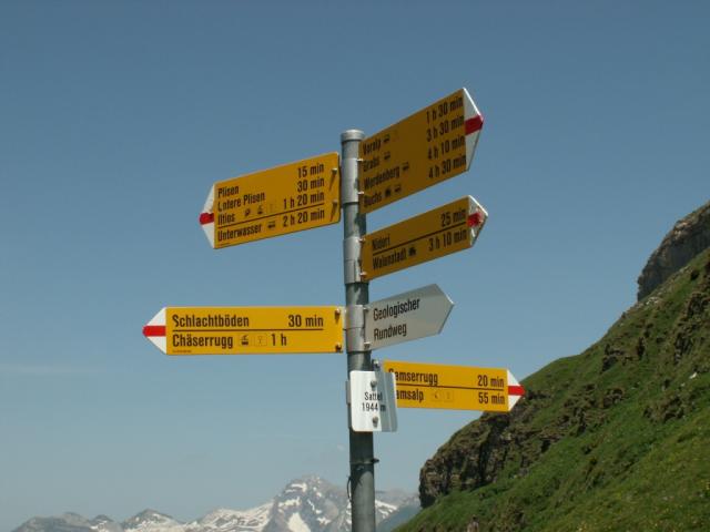 Wandertafel auf dem Sattel 1944 m.ü.M.