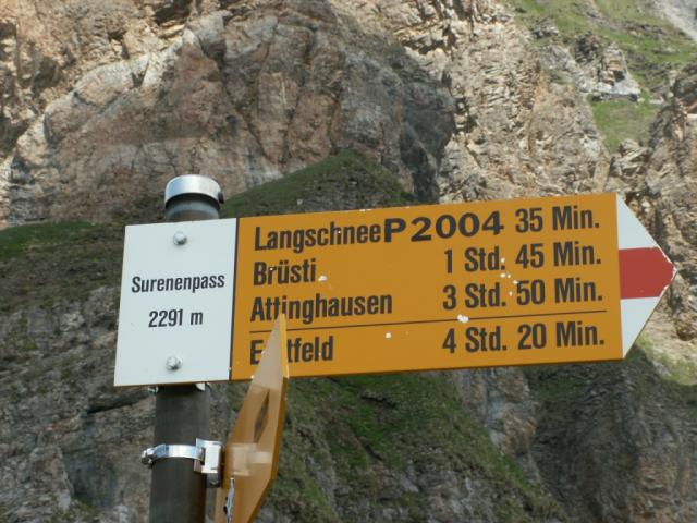 Wandertafel auf dem Surenenpass