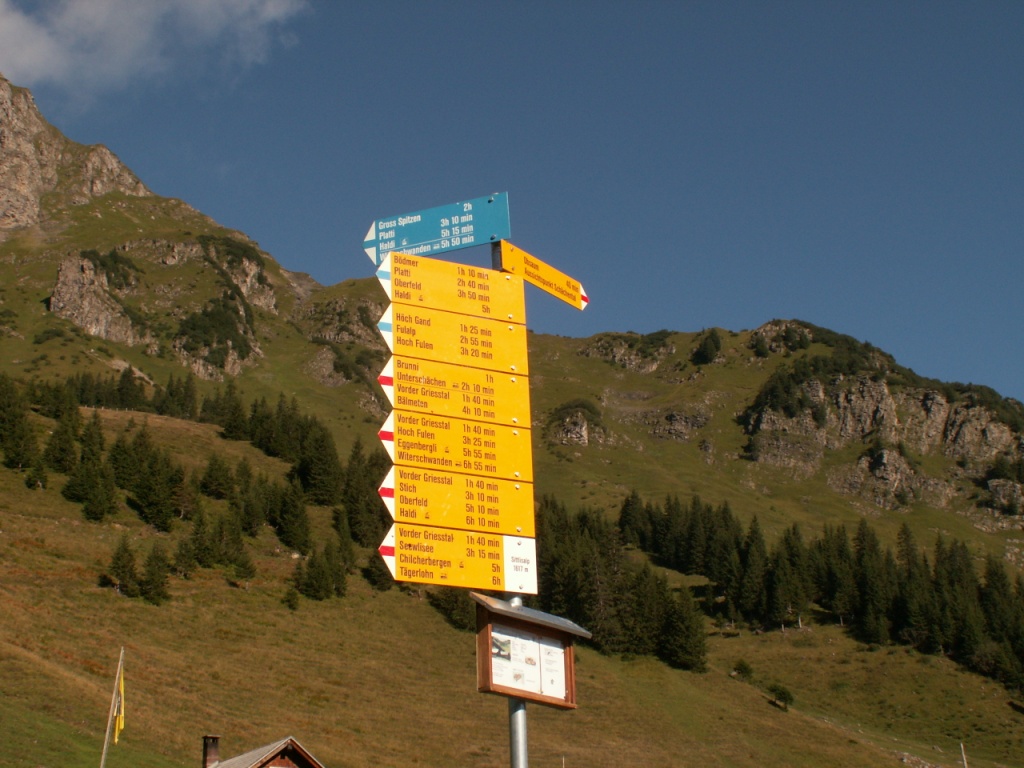 Wandertafel auf der Sittlisalp