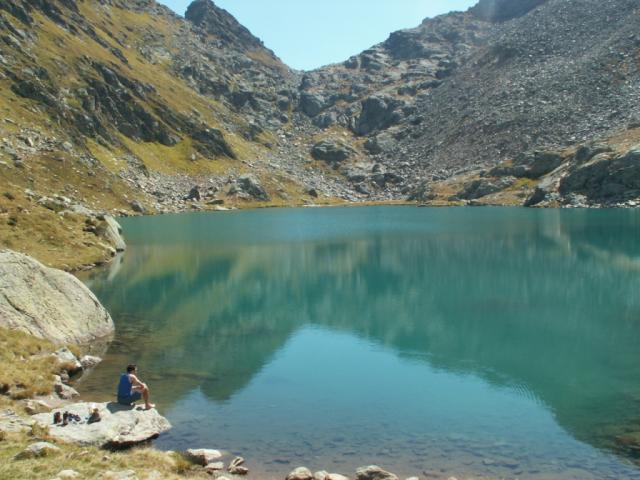 Lago Leit, im Hintergrund der Übergang zur Campo Tencia Hütte