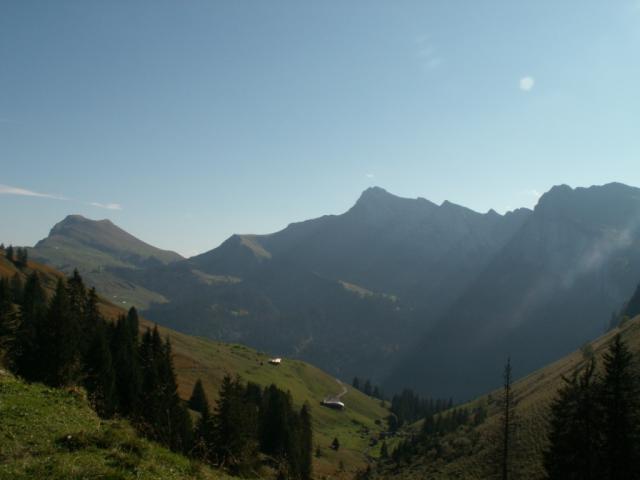 Blick Richtung Choltal im Hintergund der Oberbauenstock