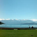 Breitbildfoto vom Schloss Schadau aus gesehen