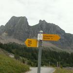 Wegweiser Alp Labria, im Hintergrund der Girenspitz