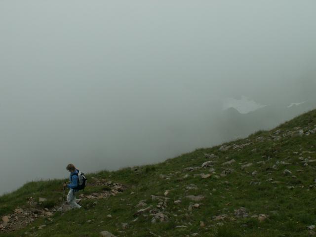 trotz Nebel ist der Weg gut sichtbar