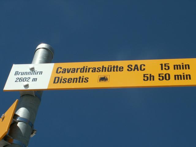 Wegweiser Brunnifirn 2606 m.ü.M.