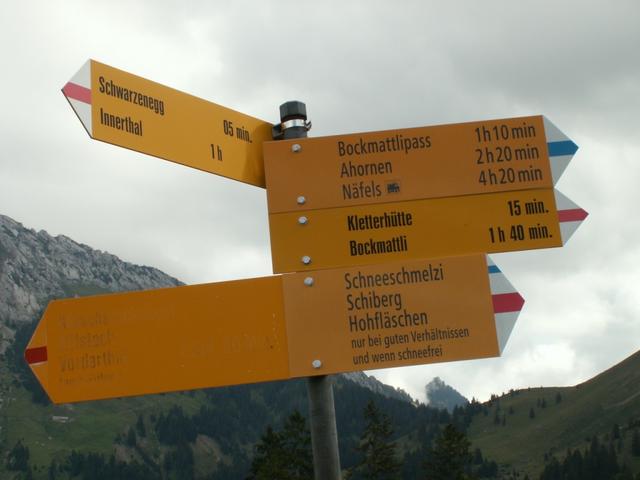 Wegweiser bei Schwarzenegghöchi 1365 m.ü.M.