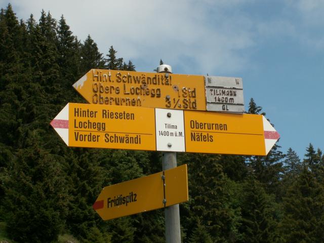 Wegweiser bei Tilima 1400 m.ü.M.